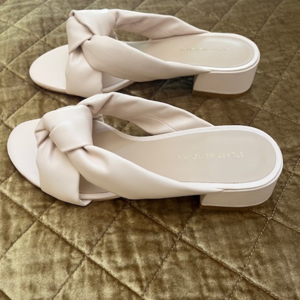 NIB-Stuart Weitzman Vacay 35 Block Slide in Rosewater; Size: 6.5; 37